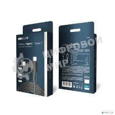 Кабель Rexant Type-C – Type-C, 5А, 100Вт, 1м, в черной нейлоновой оплетке, с угловым штекером и световой индикацией