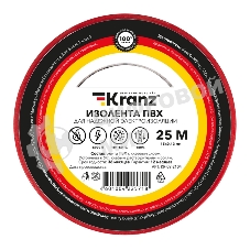 Изолента ПВХ Kranz 0.13х15 мм, 25 м, красная (5 шт./уп.)