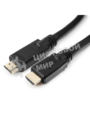 Кабель Cablexpert HDMI CC-HDMI4-30M, 19M/19M, v1.4, медь, позол.разъемы, экран, усилитель сигнала, 30м, черный, пакет