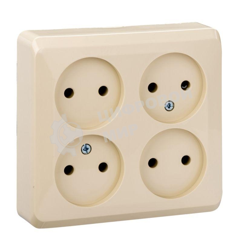 Розетка 4-м ОП Этюд 16А IP20 без заземл. крем. SchE PA16-205K