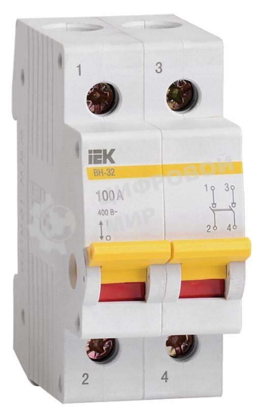 Выключатель нагрузки IEK MNV10-2-100 (мини-рубильник) ВН-32 2Р 100А IEK