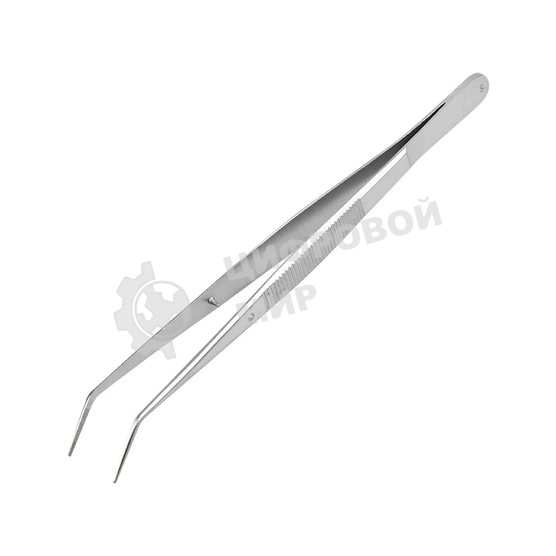 Пинцет изогнутый Rexant узкий, фиксатор, рифленый 155 мм ПРОФИ