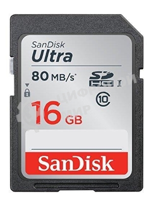 Флеш карта SDHC 16Gb Class10 Sandisk SDSDUNC-016G-GN6IN Ultra 80