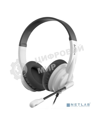 Гарнитура A4Tech HU-10 чёрный/белый, проводная