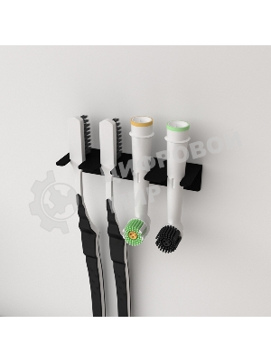 Держатель Rexant для хранения зубных щеток и насадок, монтаж без сверления, черный