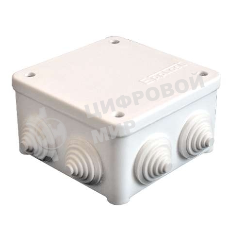 Коробка распределительная ОП 85х85х45 7 выходов 3 гермоввода IP54 крышка на винтах бел. Epplast 130111