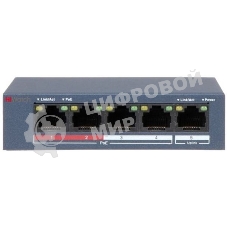 Коммутатор HiWatch DS-S504P(B) 5x100Mb 4PoE+ 35W неуправляемый