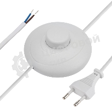 Сетевой шнур с напольным переключателем 2х0,75 мм², 2,5 м белый Rexant