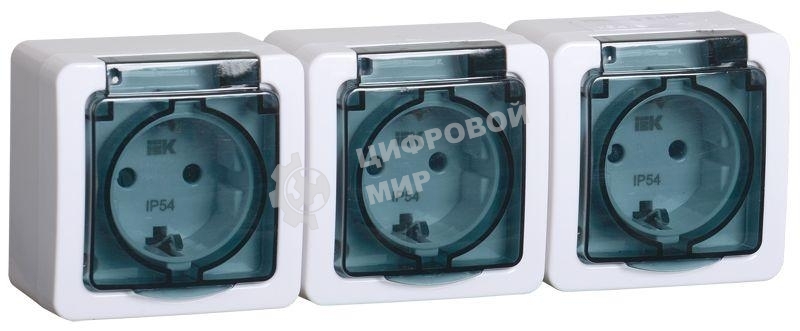 Розетка силовая IEK ERMP32-K03-16-54-EC РСб23-3-ГПБд роз 3м с з/к о/у IP54 (дымчатый) ГЕРМЕС PLUS