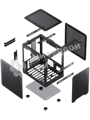Компьютерный корпус JONSBO Computer Case C6Handle black hang-in version черный, Mini-Tower, материнская плата mATX, без БП, прозрачная боковая панель