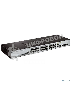 Коммутатор D-Link DGS-1210-28/ME/B2A, L2 Managed Switch with 24 10/100/1000Base-T ports and 4 1000Base-X SFP ports.16K Mac address, 802.3x Flow Control, 4K of 802.1Q VLAN, 802.1p Priority Queu