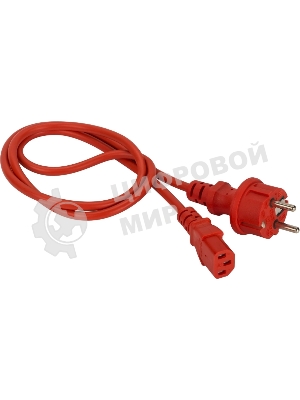 Шнур питания Lanmaster C13-Schuko прямая, 3х0.75, 220В, 10А, красный, 1.5 метра