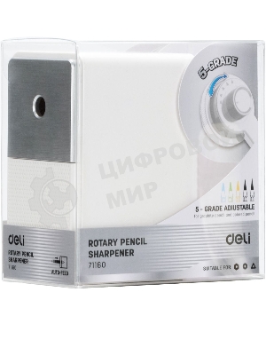 Точилка для карандашей механическая Deli 71160White, 1 отверстие, пластик, белый