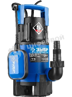 Насос ЗУБР НПГ-Т3-750 профессионал т3 погружной дренажный для грязной воды d частиц до 35мм 750Вт