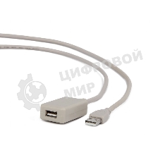 Кабель Gembird USB 2.0 удлинительный, активный 4.8м AM/AF, черный