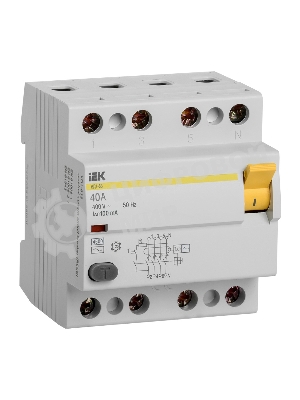 Выключатель дифференциального тока (УЗО) 4п 40А 100мА тип AC ВД1-63 IEK MDV10-4-040-100