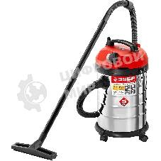 Строительный пылесос ЗУБР ПУ-30-1400 М3 серый/красный, 1400 Вт, уборка сухая/влажная/выдув, пылесборник мешок/контейнер, 30 л