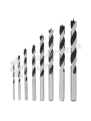 Набор сверл Matrix по дереву,3-4-5-6-7-8-9-10 мм 8шт цилиндр, хвостовик, пластиковый кейс