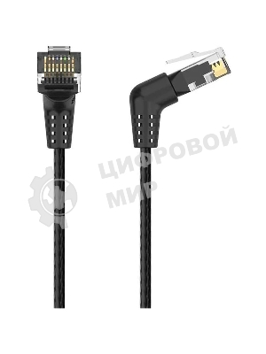Патч-корд Vention прямой UTP cat.6a, RJ45 угол 90 - 2м. черный