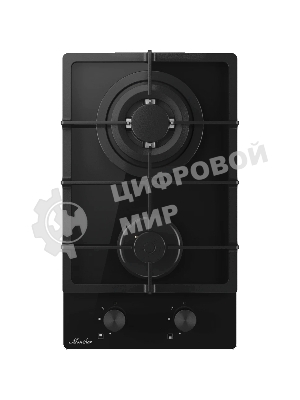 Газовая варочная панель Monsher MGG 33 NoirR, газ, High-Tech, 30 см, автоматический электроподжиг, газ-контроль, форсунки под сжиженый газ, SABAF конфорки, чугунные решетки, черный