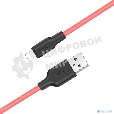 Кабель USB Lightning/ HOCO HC-71372 X21/ 1m/ 2A/ Силикон/ Black&Red
