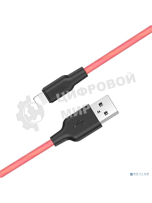 Кабель USB Lightning/ HOCO HC-71372 X21/ 1m/ 2A/ Силикон/ Black&Red