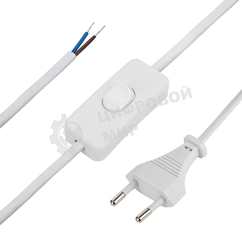 Сетевой шнур с выключателем Rexant 2х0,75 мм², 1,8 м белый