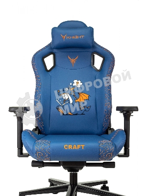 Кресло игровое Knight Craft Dragon синий эко.кожа крестов. металл