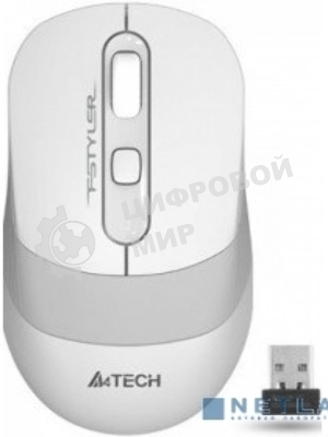 Мышь беспроводная A4Tech Fstyler FG10 белый/серый, 2000 dpi, радиоканал, USB, кнопки - 4