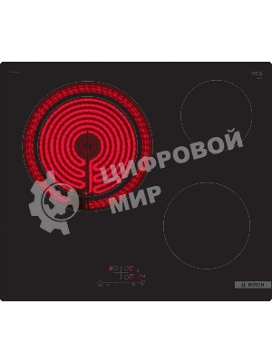 Электрическая варочная панель Bosch PKK611BB2E 60 см черный, 3 зоны нагрева, Размеры прибора (мм), 45 x 592 x 522 мм