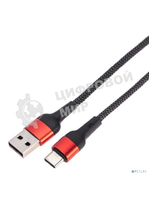 Кабель Rexant USB-A - Type-C, 5А, 50Вт, 1м, в черной нейлоновой оплетке