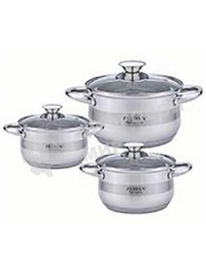 Набор посуды Zeidan Z-50632 6 предм.: кастрюля с/кр 2,0 л (16 см), кастрюля с/кр 3,0 л (18 см), кастрюля с/кр 4,0 л (20 см), нержавеющая сталь, комбинированная полировка снаружи, зеркальная полировка внутри, шкала литража, крышки - стекло, 5-ти СТЕПОВОЕ КАПСУЛИРОВАННОЕ