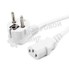 Кабель питания Gembird 1.8м, VDE(0.75мм), белый, с зазем., пакет