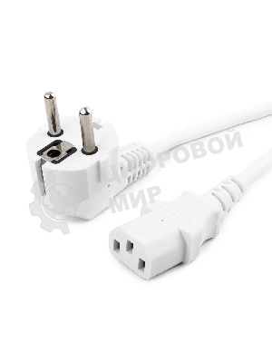 Кабель питания Gembird 1.8м, VDE(0.75мм), белый, с зазем., пакет