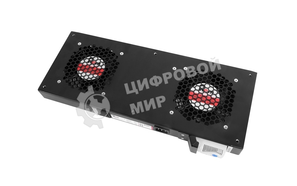 Модуль вентиляторный ЦМО, 2 вентилятора с терморегулятором, черный R-FAN-2T-9005