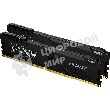 Оперативная память Kingston Fury Beast, DDR4, 32GB (2x16GB), 3200MHz, CL16, DIMM, с радиатором, черный