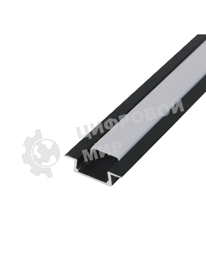 Комплект врезного алюминиевого профиля с рассеивателем Rexant 22х6 мм, 1 м, черный