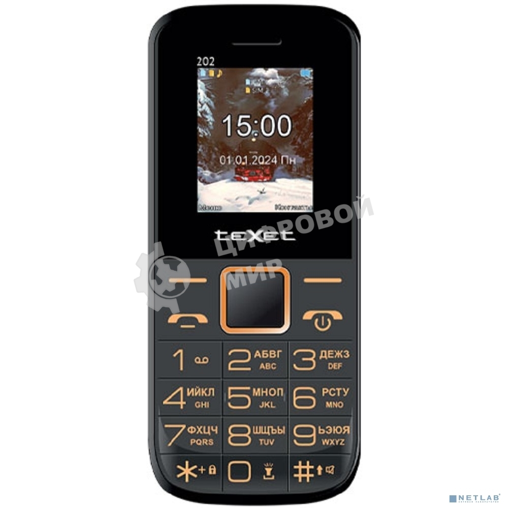 Мобильный телефон TEXET TM-202 черный