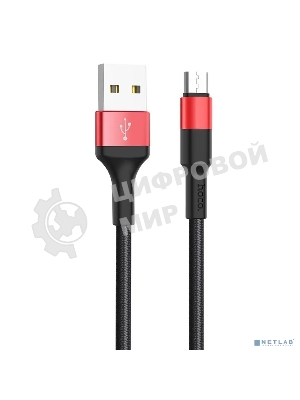 Кабель USB Micro/ HOCO HC-80220 X26/ 1m/ 2A/ Нейлон/ Black&Red