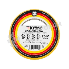 Изолента ПВХ Kranz 0.13х15 мм, 20 м, желтая (10 шт./уп.)