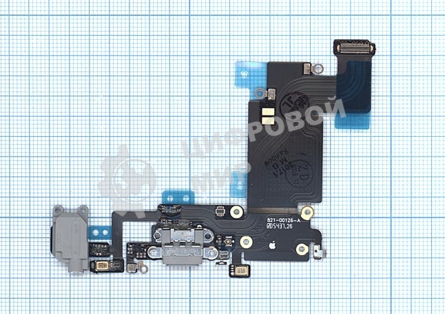 Шлейф разъема питания с аудио-разъемом для iPhone 6S Plus серый