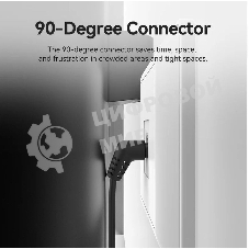 Патч-корд Vention прямой UTP cat.6a, RJ45 угол 90 - 2м. черный