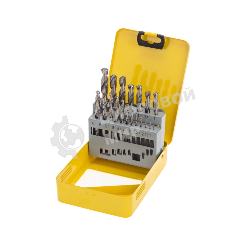 Набор сверл по металлу Kranz 1-10мм (через 0,5мм), HSS, цилиндрический хвостовик, металлический кейс, 19 шт.