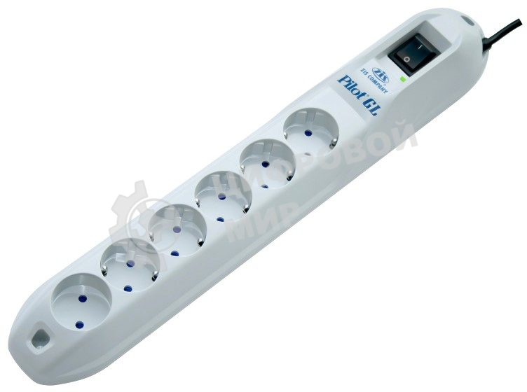 Сетевой фильтр Pilot GL 6 розеток (5 евро + 1 без заземления) 10 м Surge protector Pilot GL 6 outlets (5 euro + 1 without ground) 10A/2.2kVt, 10m