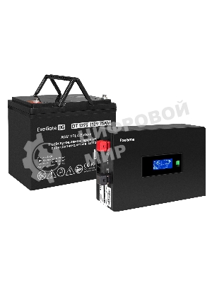 Комплект источника бесперебойного питания Exegate EX295992RUS + батарея 75Aч EX282983RUS 1шт (инвертор, синус, для котла, PF=1, настенный) ExeGate IdealSine SR-600.LCD.2SH <600VA/600W, чистая синусоида, цветной LCD-дисплей, 2*Schuko, крепление настенное, Black> + батарея ExeGate DT 1275 (12В, 75Ач) 1шт