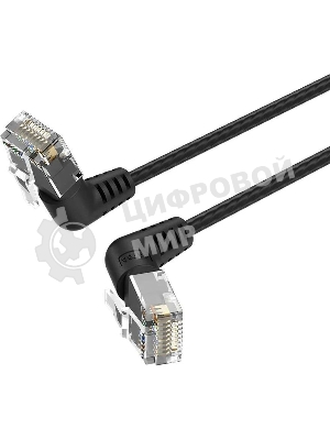 Патч-корд Vention прямой UTP cat.6a, RJ45 угол 90 - 3 м. черный