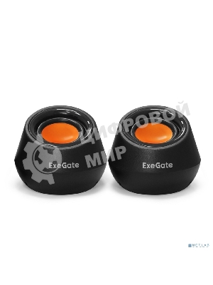 Акустическая система 2.0 ExeGate EX287060RUS Disco 130 (питание USB, 2х3Вт (6 Вт RMS), 100-20000Гц, черный/оранжевый)