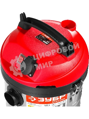 Строительный пылесос ЗУБР ПУ-30-1400 М3 серый/красный, 1400 Вт, уборка сухая/влажная/выдув, пылесборник мешок/контейнер, 30 л