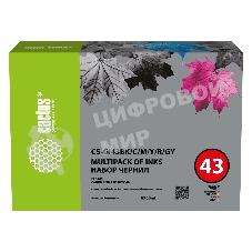 Чернила Cactus CS-GI43BK/C/M/Y/R/GY голубой/пурпурный/желтый/черный 6x для Canon Pixma G640/540