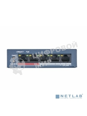 Коммутатор HiWatch DS-S504P(B) 5x100Mb 4PoE+ 35W неуправляемый